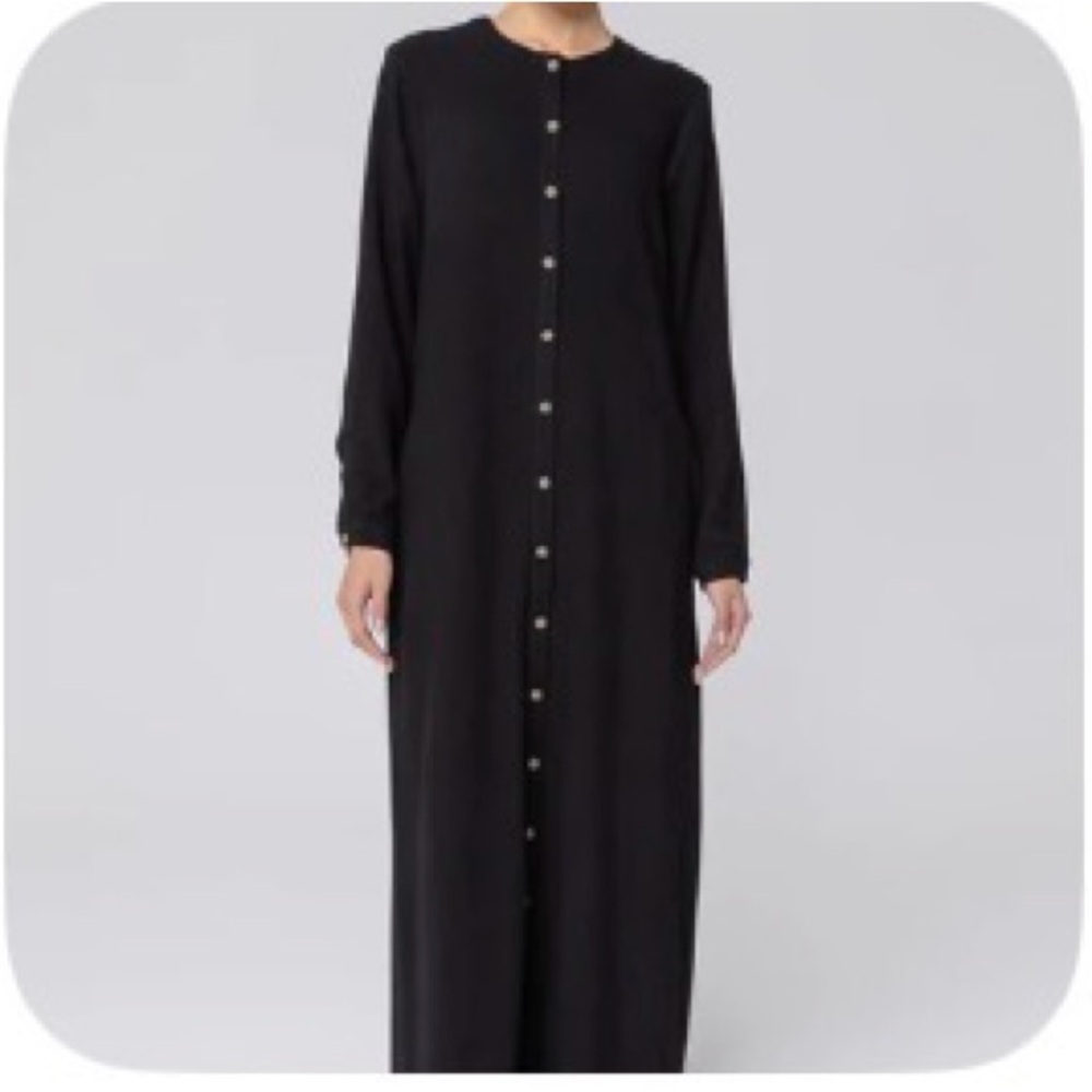 VEILED COLLECTION Linen blend Chic Long Sleeve Black Maxi Dress - XXS